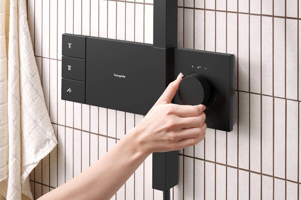 Hansgrohe Raindance Alive Q set de duș perete cu termostat cu duș de ploaie negru 24580670
