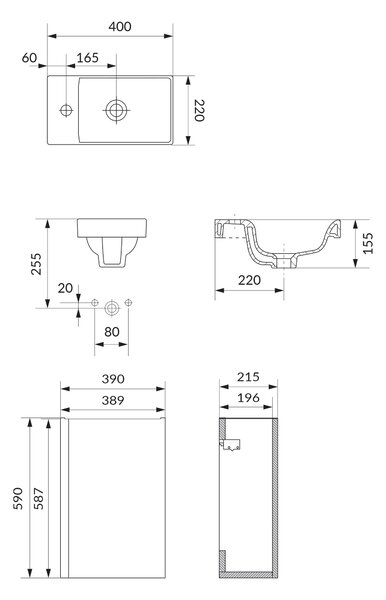 Cersanit Moduo lavoar cu dulap 40 cm fără S801-589