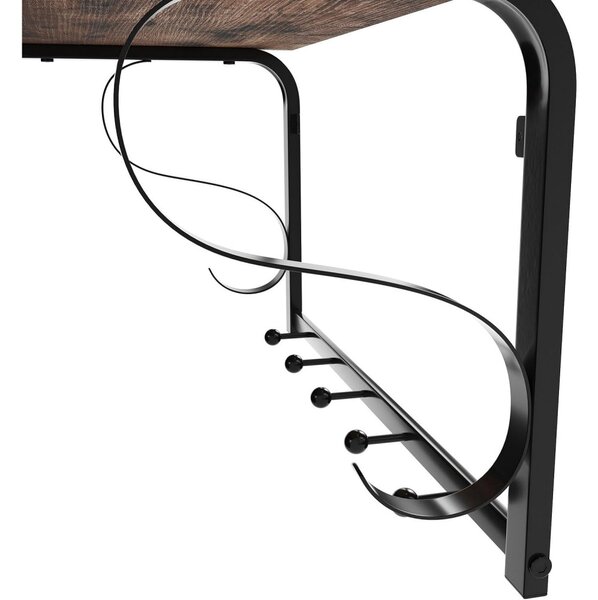 Raft de perete cu cârlige, maro rustic 60x30x31cm