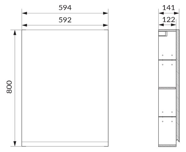 Cersanit Moduo dulap 59.4x14.1x80 cm laterala pe perete bej S590-111-DSM