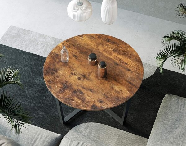 Măsuță de cafea rotundă, maro rustic 88x88x47cm
