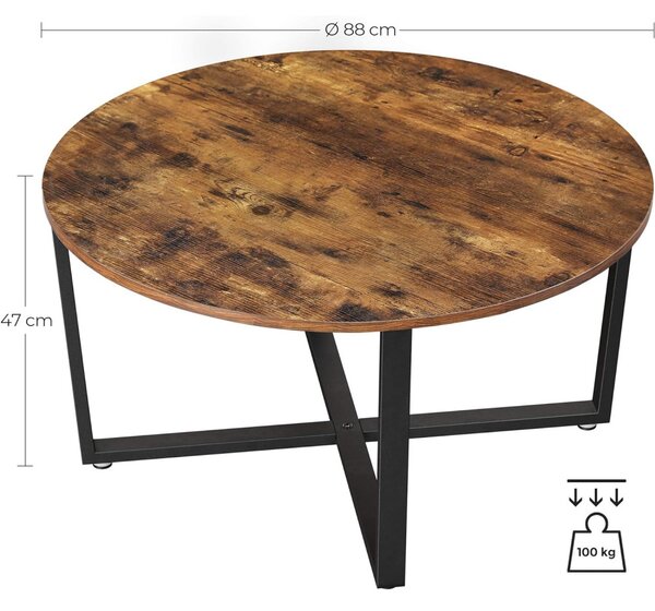 Măsuță de cafea rotundă, maro rustic 88x88x47cm
