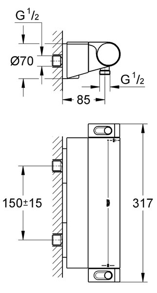Grohe Grohtherm 2000 baterie de duș perete cu termostat crom 34469001