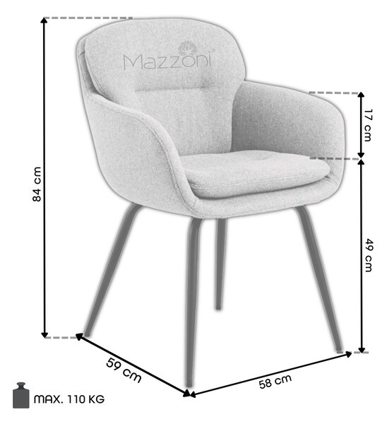 MAZZONI EXPORT GEORGIA Bej Latte (material Monza 60) - SCAUN MODERN TAPIȚAT BOUCLÉ PENTRU SALON/SUFRAGERIE/BIROU LOFT