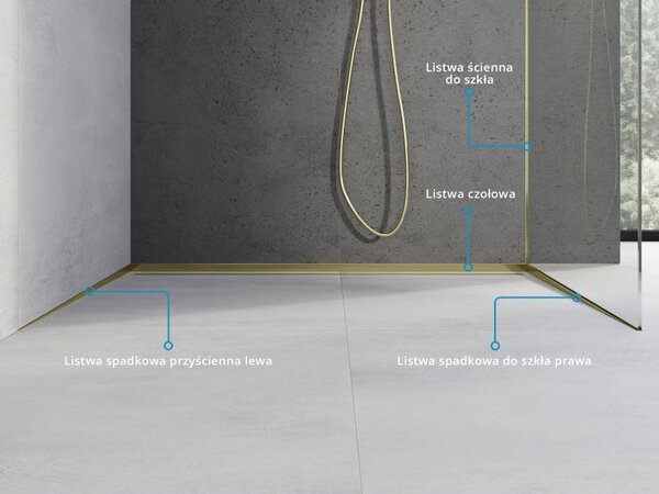 Mexen Line-B profil de duș frontal 130 cm, auriu - 185003130U