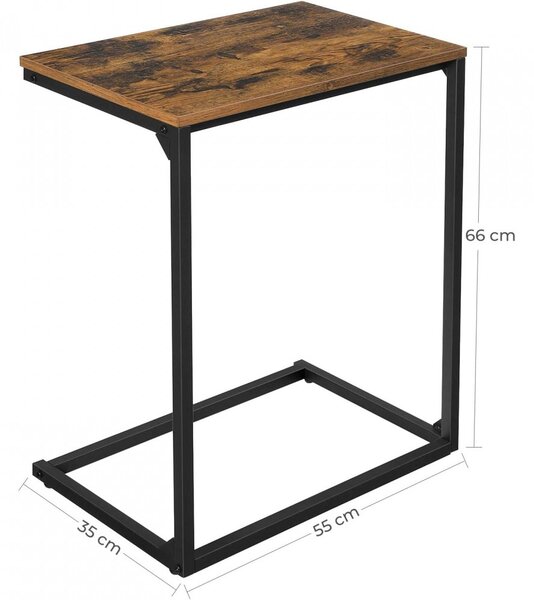 Măsuță depozitare cu cadru metalic, maro rustic 55x35x66cm