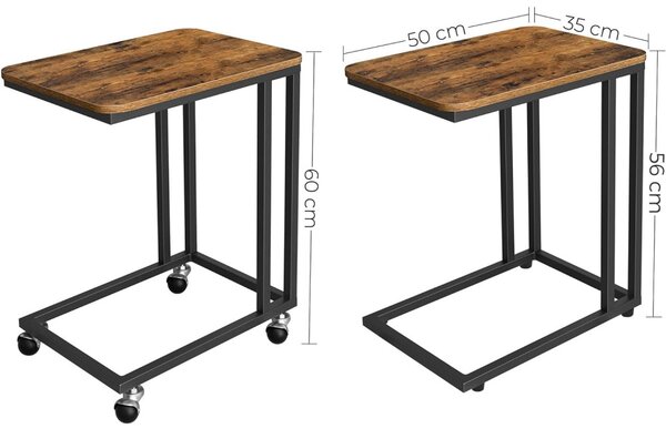 Măsuță depozitare cu cadru metalic, maro rustic 50x35x60cm