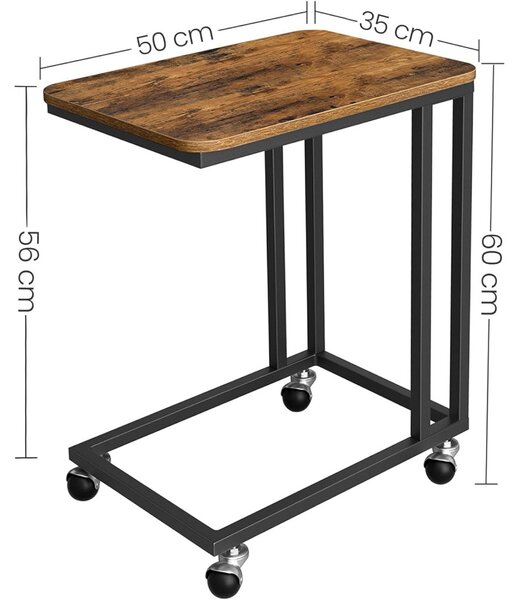 Măsuță depozitare cu cadru metalic, maro rustic 50x35x60cm