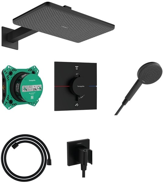 Hansgrohe Raindance Alive Q set de duș ascuns cu termostat cu duș de ploaie negru 24620670