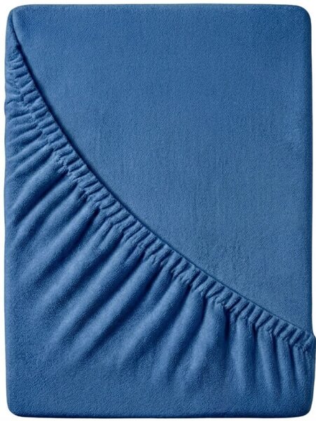 Cearsaf Frotir cu elastic EXCLUSIVE 160 x 200 cm albastru inchis