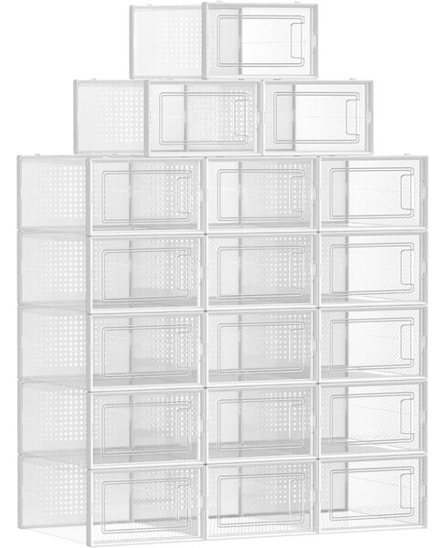 Cutie de depozitare pantofi, cutie de depozitare, stivuibil, din plastic 18buc, transparent 33 x 23 x 14cm
