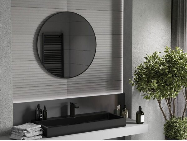 Mexen Loft, oglinda baie rotunda 80 cm, culoare rama negru mat, 9850-080-080-000-70