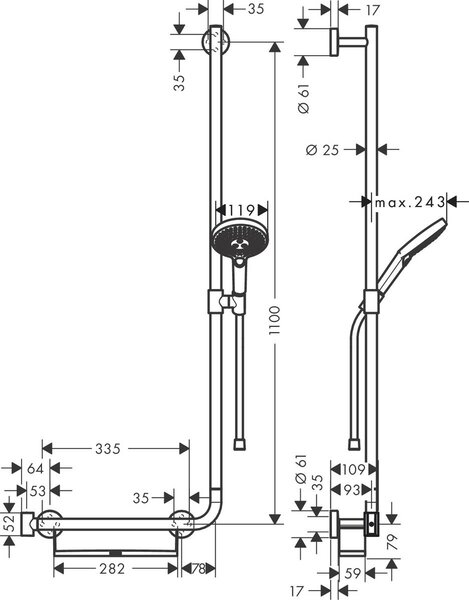 Hansgrohe Raindance set de duș perete crom 26326000