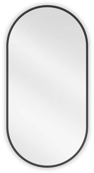 Mexen Loft, oglinda baie ovala 80 x 40 cm, culoare rama negru mat, 9851-080-040-000-70