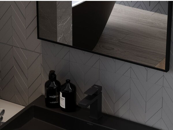 Mexen Loft, oglinda baie dreptunghiulara 50 x 40 cm, culoare rama negru mat, 9852-050-040-000-70