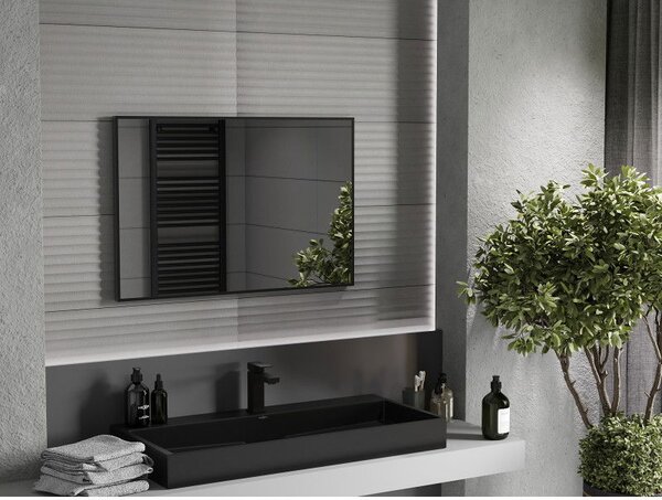 Mexen Loft, oglinda baie dreptunghiulara 90 x 60 cm, culoare rama negru mat, 9852-090-060-000-70
