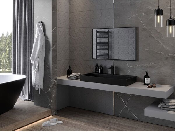 Mexen Loft, oglinda baie dreptunghiulara 90 x 60 cm, culoare rama negru mat, 9852-090-060-000-70