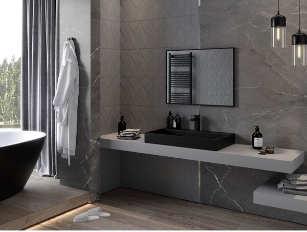 Mexen Loft, oglinda baie dreptunghiulara 80 x 60 cm, culoare rama negru mat, 9852-080-060-000-70