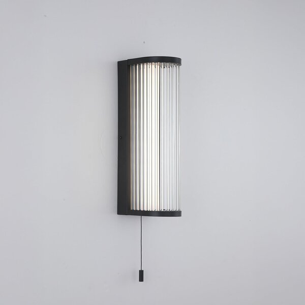 Searchlight Aplică de perete Rue, negru, IP44, metal, sticlă, 3.000 K, reglabil, Negru, Baie, Metal