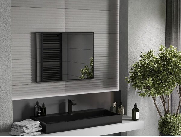 Mexen Loft, oglinda baie dreptunghiulara 80 x 60 cm, culoare rama negru mat, 9852-080-060-000-70