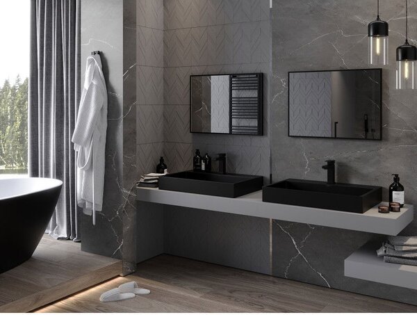 Mexen Loft, oglinda baie dreptunghiulara 70 x 50 cm, culoare rama negru mat, 9852-070-050-000-70
