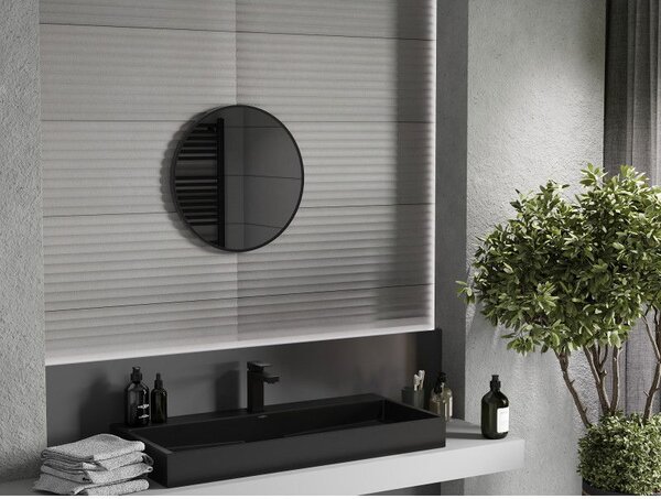 Mexen Loft, oglinda baie rotunda 30 cm, culoare rama negru mat, 9850-030-030-000-70