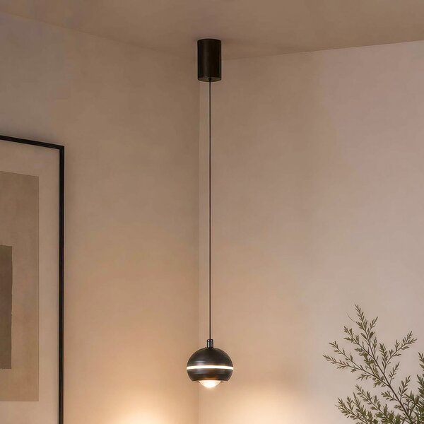 Searchlight Lampă suspendată LED Meteor, 1 bec, nichel negru, metal, CCT, reglabil, Gri, Camera de zi / sufragerie, Metal, Modern
