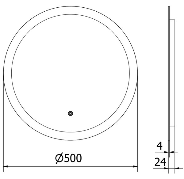 Oglindă de baie rotundă cu iluminare din spate LED Mexen Oro 50cm 6000K Pad de încălzire anti-aburire 9824-050-050-611-00
