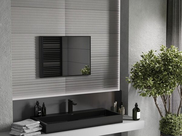 Mexen Loft, oglinda baie dreptunghiulara 70 x 50 cm, culoare rama negru mat, 9852-070-050-000-70