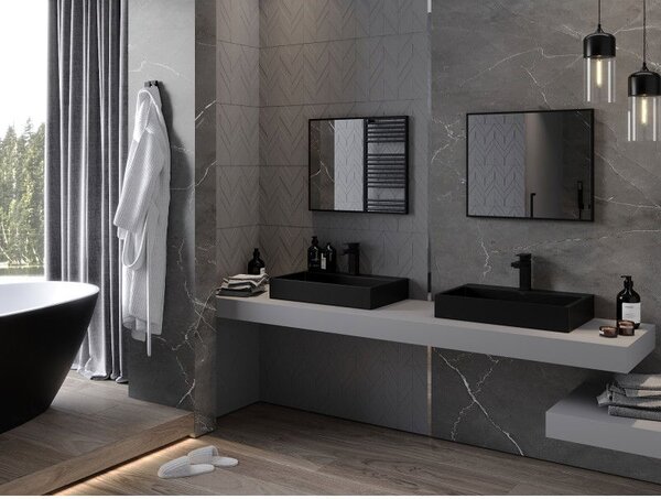 Mexen Loft, oglinda baie dreptunghiulara 60 x 50 cm, culoare rama negru mat, 9852-060-050-000-70