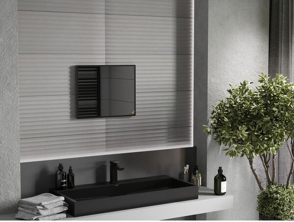 Mexen Loft, oglinda baie dreptunghiulara 50 x 40 cm, culoare rama negru mat, 9852-050-040-000-70
