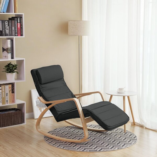 Balansoar, fotoliu relaxare, mesteacăn, gri închis, natural