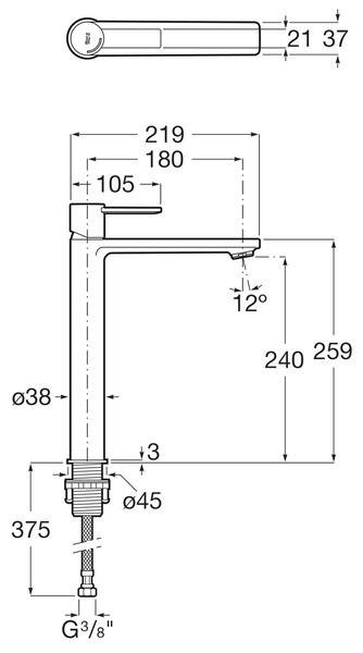 Roca Targa baterie lavoar stativ crom A5A345FC00