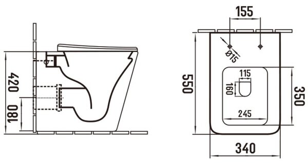 Mexen, Vas de toaletă vertical Mexen Cube fără rampă cu capac subțire și independent, duroplast, negru mat - 32924085