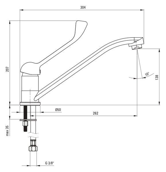 Deante Boro baterie bucătărie pe picior crom BMO_060C