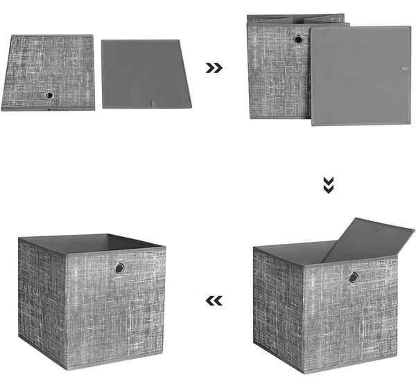 Coșuri de depozitare pliabile 6buc, gri 30x30x30cm