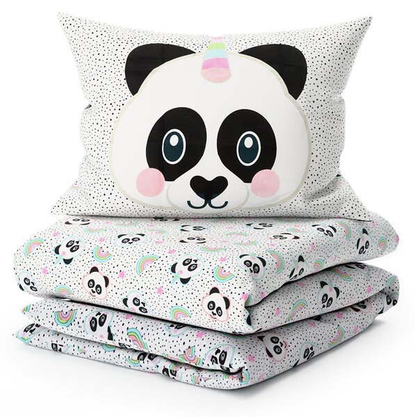 Lenjerie de pat din bumbac pentru copii PANDA UNICORN alb Dimensiune lenjerie de pat: 60 x 70 cm | 140 x 200 cm