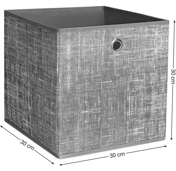 Coșuri de depozitare pliabile 6buc, gri 30x30x30cm