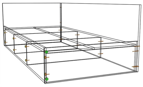 Pat de colt dreapta Mobiref, 200 X 90 X 65 cm, PAL Negru 18 mm