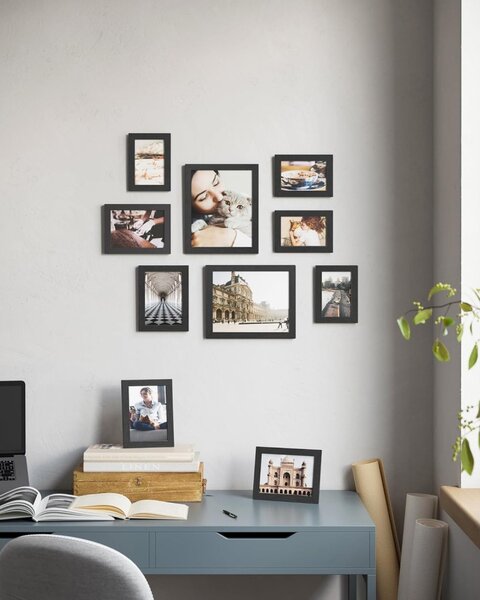 Set de rame foto de 10 bucăți în 3 dimensiuni diferite, negru 28x23x1cm/20x15x1cm/18x13x1cm