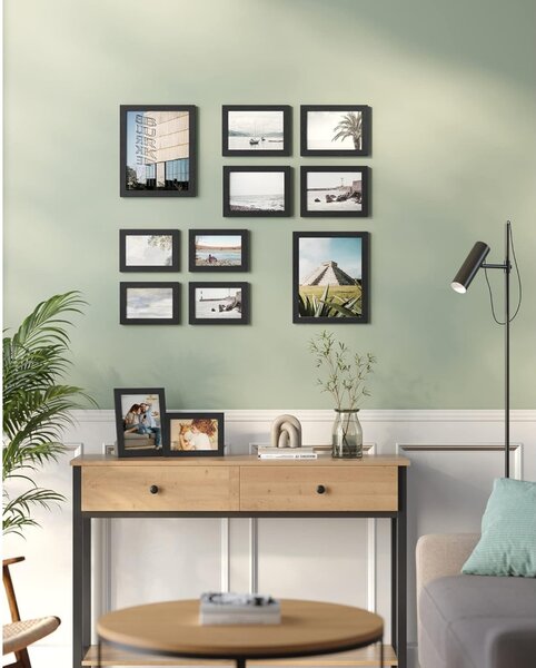 Set de rame foto de 10 bucăți în 3 dimensiuni diferite, negru 28x23x1cm/20x15x1cm/18x13x1cm