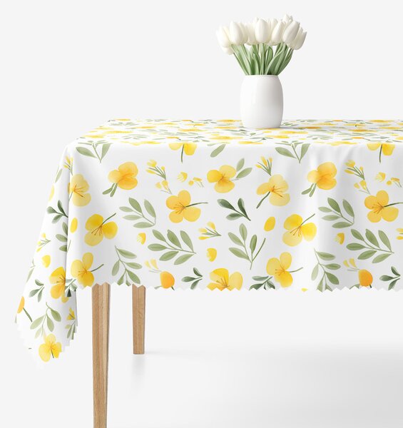 Goldea față de masă teflonată - flori primula de seară 140 x 220 cm