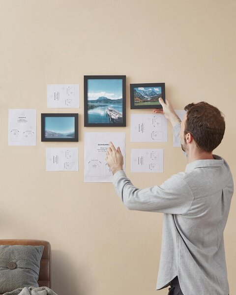 Set de rame foto de 10 bucăți în 3 dimensiuni diferite, negru 28x23x1cm/20x15x1cm/18x13x1cm