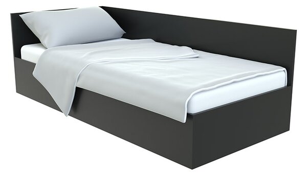 Pat de colt dreapta Mobiref, 200 X 90 X 65 cm, PAL Negru 18 mm