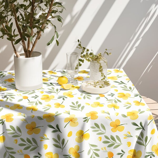 Goldea față de masă teflonată - flori primula de seară 140 x 220 cm