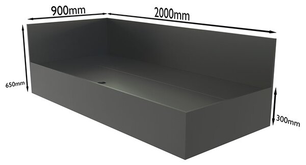 Pat de colt dreapta Mobiref, 200 X 90 X 65 cm, PAL Negru 18 mm