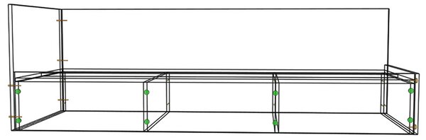 Pat de colt dreapta Mobiref, 200 X 90 X 65 cm, PAL Negru 18 mm