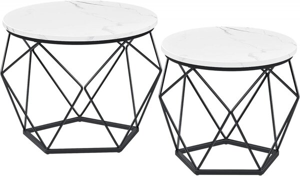 Set măsuță de cafea 2 piese, alb și negru 50x50x40cm