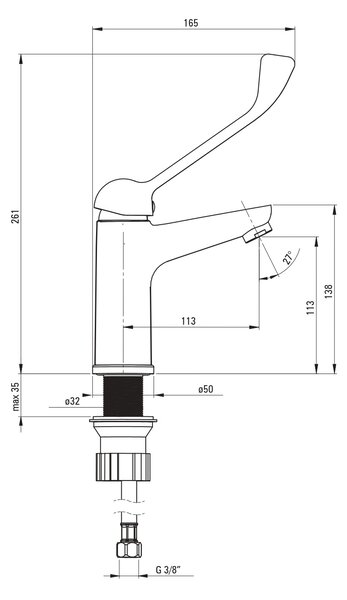 Deante Boro baterie lavoar stativ crom BMO_020C