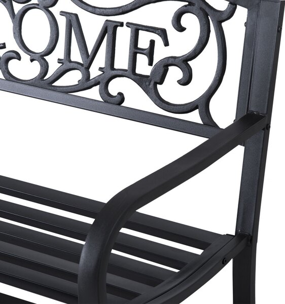 Bancă de grădină pentru 2 persoane, metal, negru